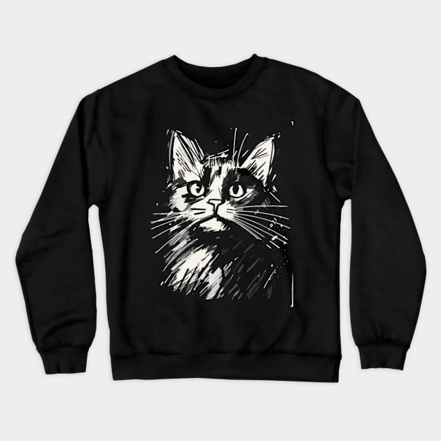 Cat Sketch Crewneck Sweatshirt by Obotan Mmienu